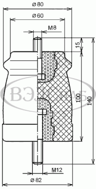 Чертеж изолятора ИО-6-3,75 I У3. Размеры, габариты.