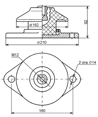 Чертеж изолятора ИО-3-600. Размеры, габариты.