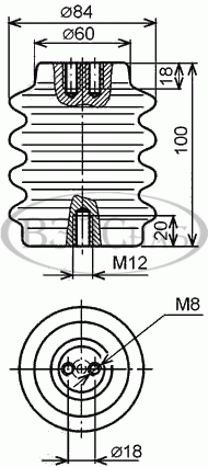 Чертеж изолятора ИОР-6-3,75 УХЛ2. Размеры, габариты.