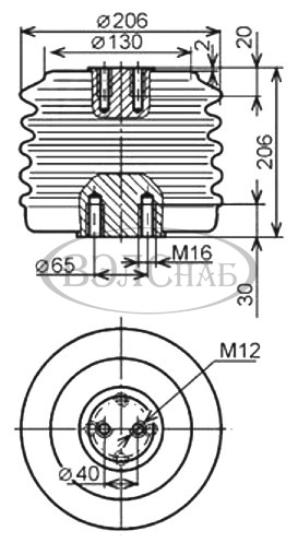 Чертеж изолятора ИОР-20-30. Размеры, габариты.
