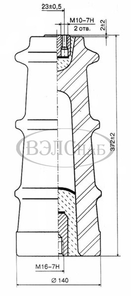 Чертеж изолятора ИО-35-7,5 У3. Размеры, габариты.